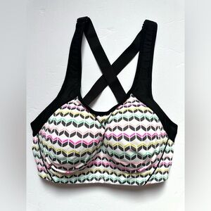 Victoria Secret VSX The Standout Geometric Pattern Sports Bra Multicolor Sz 32DD